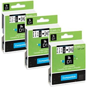 Compatible Dymo D40910 D1 Label Tape, 9mm Black on Clear