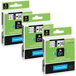 Compatible Dymo D45019 D1 Label Tape, 12mm Black on Green